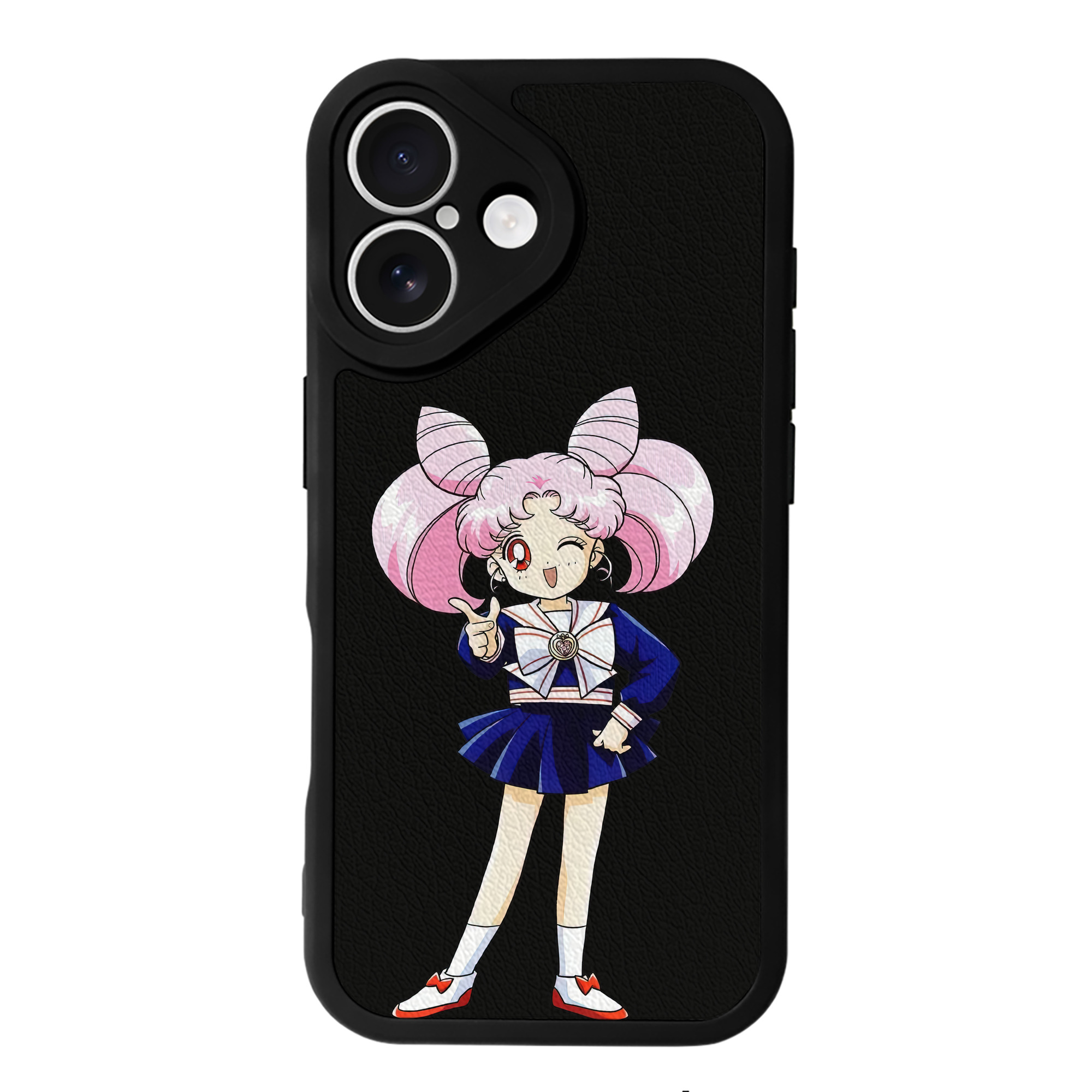 （画像用） 美少女戦士セーラームーン ちびうさ Sailor Moon Chibiusa Tsukino Usagi Small Lady Serenity 【iPhone 16シリーズ対応】シリコンスマホケース（レザー調） 材質：シリコン